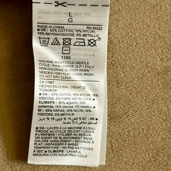 Old Navy Sweater Gray & White  Shimmer Crew Neck Striped Long Sleeve  Size L - Picture 5 of 10